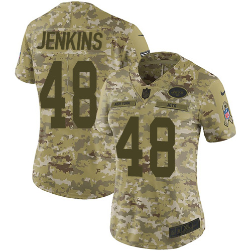 Nike Jets #48 Jordan Jenkins Camo Women's Stitched NFL Limited 2018 Salute to Service Jersey
