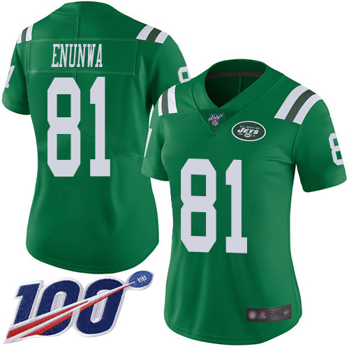 Nike Jets #81 Quincy Enunwa Green Women's Stitched NFL Limited Rush 100th Season Jersey