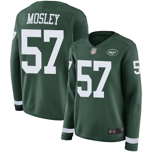 Nike Jets #57 C.J. Mosley Green Team Color Women's Stitched NFL Limited Therma Long Sleeve Jersey