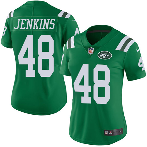 Nike Jets #48 Jordan Jenkins Green Women's Stitched NFL Limited Rush Jersey