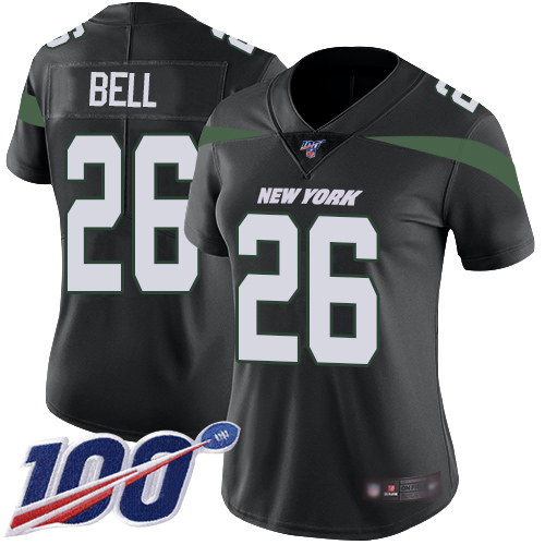 Nike Jets #26 Le'Veon Bell Black Alternate Women's Stitched NFL 100th Season Vapor Limited Jersey