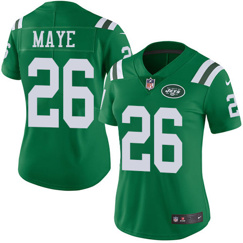 Nike Jets #26 Marcus Maye Green Women's Stitched NFL Limited Rush Jersey