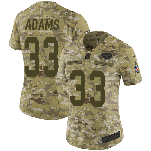 Nike Jets #33 Jamal Adams Camo Women's Stitched NFL Limited 2018 Salute to Service Jersey