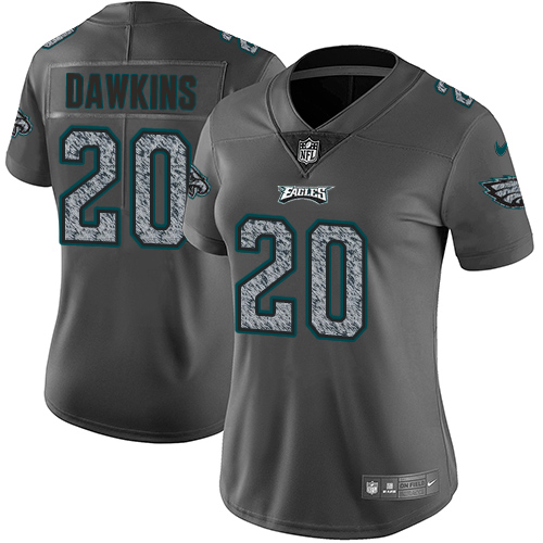 Nike Eagles #20 Brian Dawkins Gray Static Women's Stitched NFL Vapor Untouchable Limited Jersey