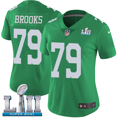Nike Eagles #79 Brandon Brooks Green Super Bowl LII Women's Stitched NFL Limited Rush Jersey