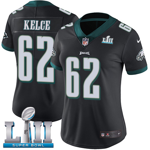 Nike Eagles #62 Jason Kelce Black Alternate Super Bowl LII Women's Stitched NFL Vapor Untouchable Limited Jersey