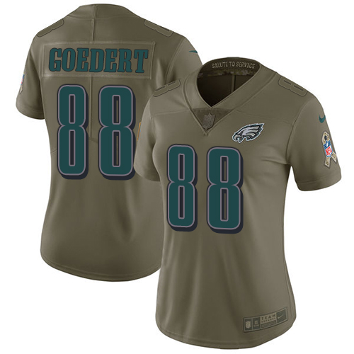 Nike Eagles #88 Dallas Goedert Olive Women's Stitched NFL Limited 2017 Salute to Service Jersey