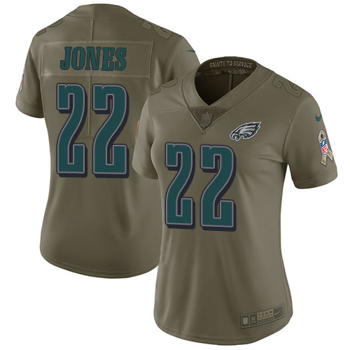 Nike Eagles #22 Sidney Jones Olive Women's Stitched NFL Limited 2017 Salute to Service Jersey