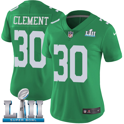 Nike Eagles #30 Corey Clement Green Super Bowl LII Women's Stitched NFL Limited Rush Jersey