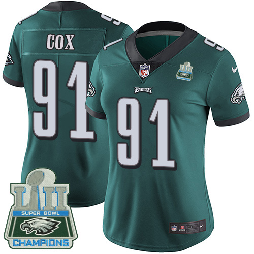 Nike Eagles #91 Fletcher Cox Midnight Green Team Color Super Bowl LII Champions Women's Stitched NFL Vapor Untouchable Limited Jersey