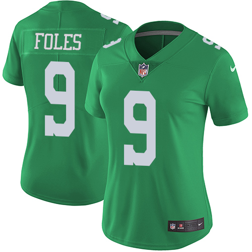 Nike Eagles #9 Nick Foles Green Women's Stitched NFL Limited Rush Jersey