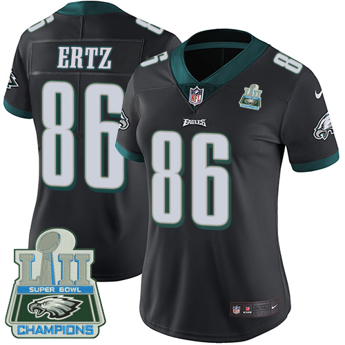 Nike Eagles #86 Zach Ertz Black Alternate Super Bowl LII Champions Women's Stitched NFL Vapor Untouchable Limited Jersey
