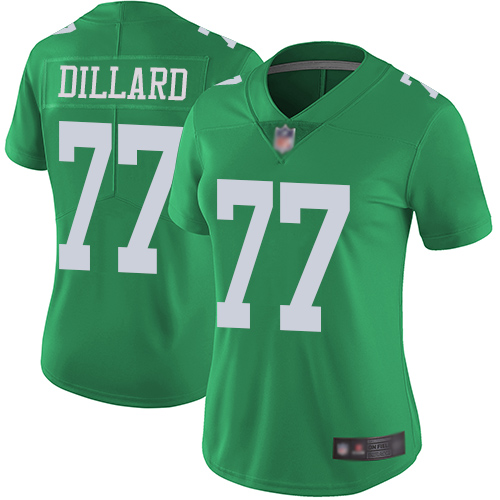 Nike Eagles #77 Andre Dillard Green Women's Stitched NFL Limited Rush Jersey