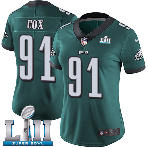 Nike Eagles #91 Fletcher Cox Midnight Green Team Color Super Bowl LII Women's Stitched NFL Vapor Untouchable Limited Jersey