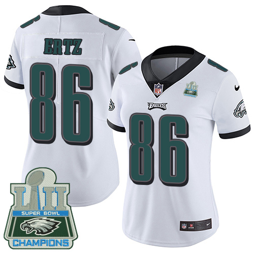Nike Eagles #86 Zach Ertz White Super Bowl LII Champions Women's Stitched NFL Vapor Untouchable Limited Jersey
