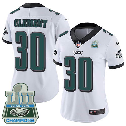 Nike Eagles #30 Corey Clement White Super Bowl LII Champions Women's Stitched NFL Vapor Untouchable Limited Jersey