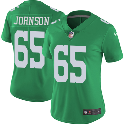 Nike Eagles #65 Lane Johnson Green Women's Stitched NFL Limited Rush Jersey