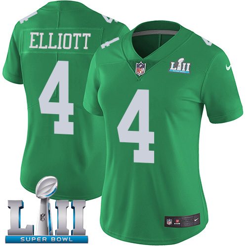 Nike Eagles #4 Jake Elliott Green Super Bowl LII Women's Stitched NFL Limited Rush Jersey