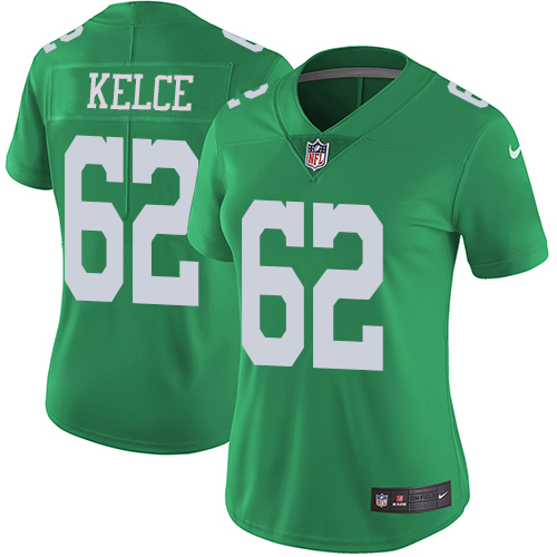 Nike Eagles #62 Jason Kelce Green Women's Stitched NFL Limited Rush Jersey