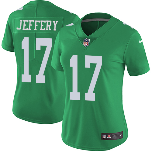 Nike Eagles #17 Alshon Jeffery Green Women's Stitched NFL Limited Rush Jersey