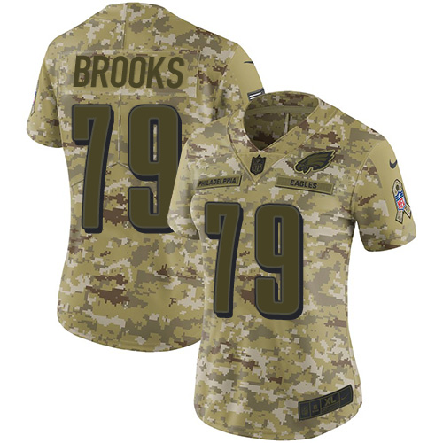 Nike Eagles #79 Brandon Brooks Camo Women's Stitched NFL Limited 2018 Salute to Service Jersey