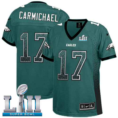 Nike Eagles #17 Harold Carmichael Midnight Green Team Color Super Bowl LII Women's Stitched NFL Elite Drift Fashion Jersey