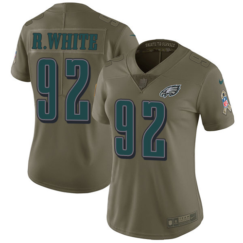 Nike Eagles #92 Reggie White Olive Women's Stitched NFL Limited 2017 Salute to Service Jersey