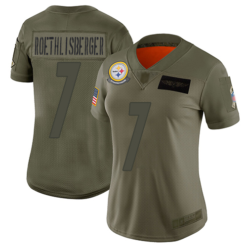 Nike Steelers #7 Ben Roethlisberger Camo Women's Stitched NFL Limited 2019 Salute to Service Jersey