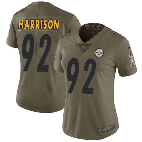 Nike Steelers #92 James Harrison Olive Women's Stitched NFL Limited 2017 Salute to Service Jersey