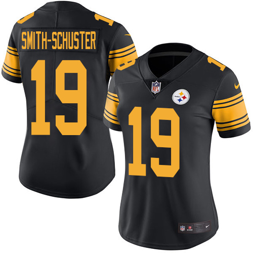 Nike Steelers #19 JuJu Smith-Schuster Black Women's Stitched NFL Limited Rush Jersey