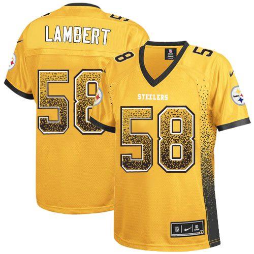 Nike Steelers #58 Jack Lambert Gold Women's Stitched NFL Elite Drift Fashion Jersey