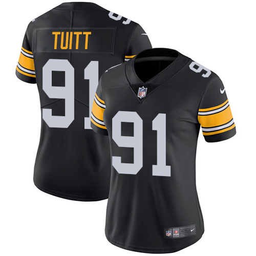 Nike Steelers #91 Stephon Tuitt Black Alternate Women's Stitched NFL Vapor Untouchable Limited Jersey