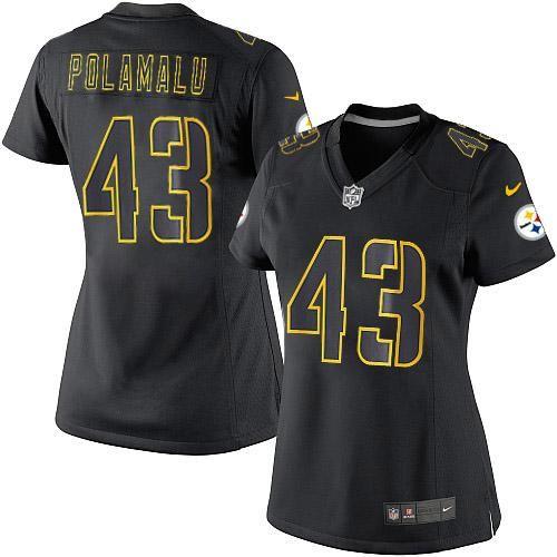 Nike Steelers #43 Troy Polamalu Black Impact Women's Stitched NFL Limited Jersey