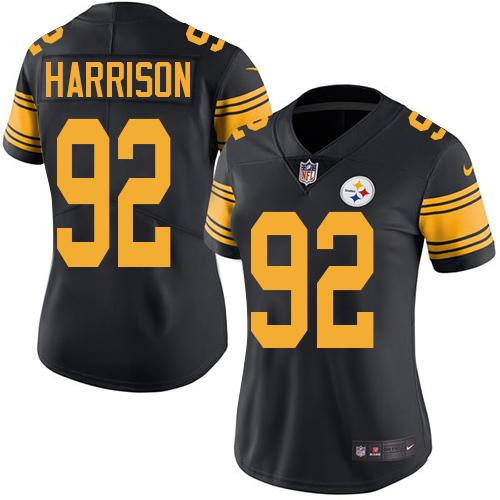Nike Steelers #92 James Harrison Black Women's Stitched NFL Limited Rush Jersey