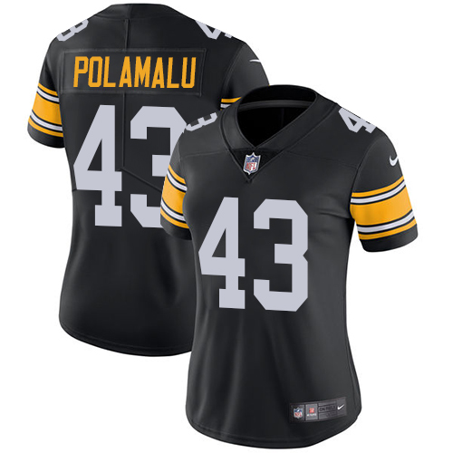 Nike Steelers #43 Troy Polamalu Black Alternate Women's Stitched NFL Vapor Untouchable Limited Jersey