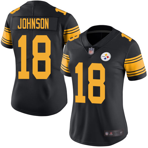 Nike Steelers #18 Diontae Johnson Black Women's Stitched NFL Limited Rush Jersey