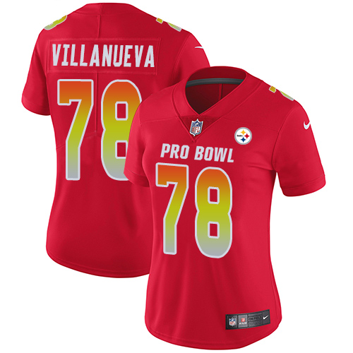 Nike Steelers #78 Alejandro Villanueva Red Women's Stitched NFL Limited AFC 2018 Pro Bowl Jersey