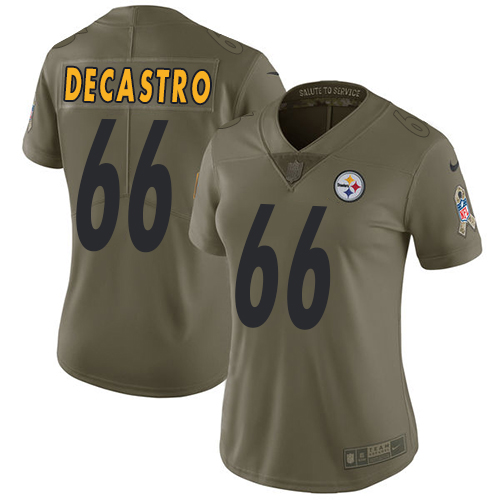 Nike Steelers #66 David DeCastro Olive Women's Stitched NFL Limited 2017 Salute to Service Jersey