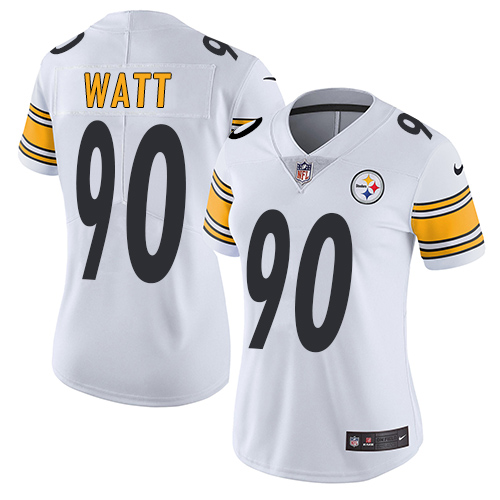 Nike Steelers #90 T. J. Watt White Women's Stitched NFL Vapor Untouchable Limited Jersey