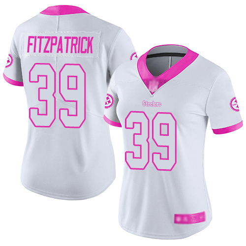 Nike Steelers #39 Minkah Fitzpatrick White/Pink Women's Stitched NFL Limited Rush Fashion Jersey