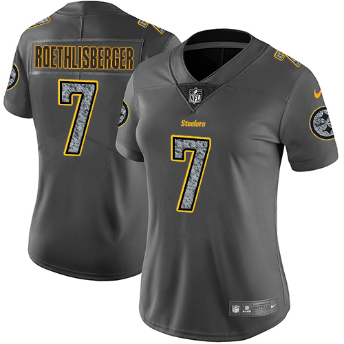 Nike Steelers #7 Ben Roethlisberger Gray Static Women's Stitched NFL Vapor Untouchable Limited Jersey