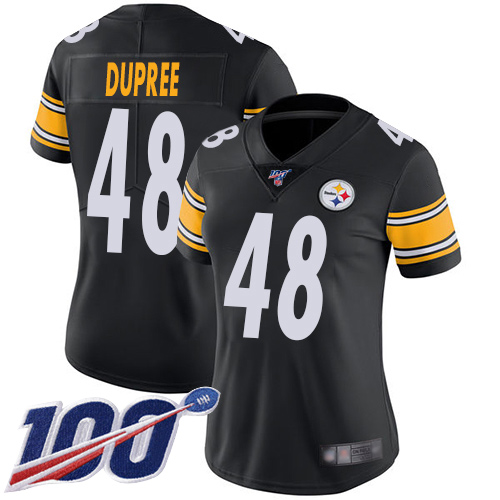 Nike Steelers #48 Bud Dupree Black Team Color Women's Stitched NFL 100th Season Vapor Limited Jersey