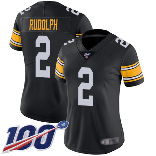 Nike Steelers #2 Mason Rudolph Black Alternate Women's Stitched NFL 100th Season Vapor Limited Jersey