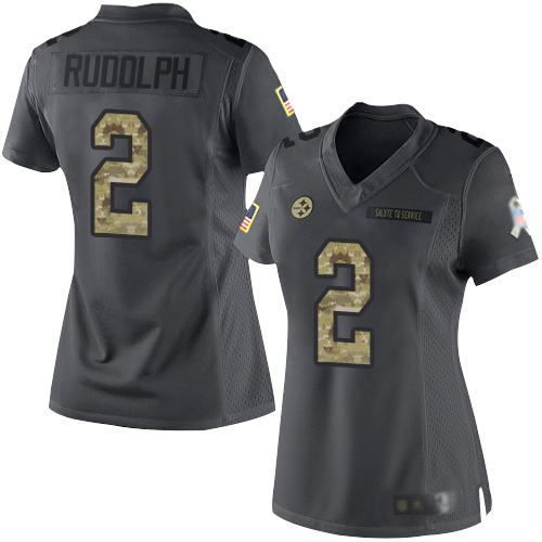 Nike Steelers #2 Mason Rudolph Black Women's Stitched NFL Limited 2016 Salute to Service Jersey