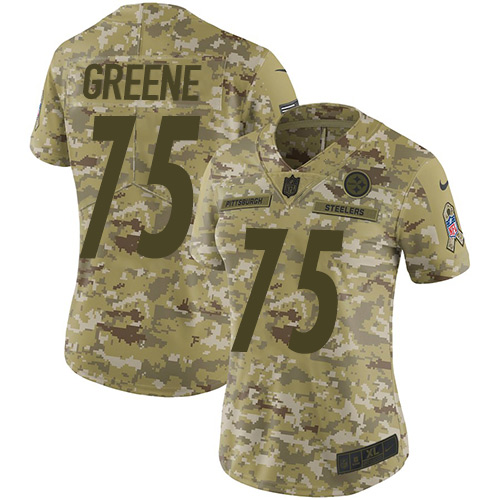 Nike Steelers #75 Joe Greene Camo Women's Stitched NFL Limited 2018 Salute to Service Jersey