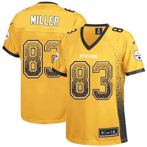 Nike Steelers #83 Heath Miller Gold Women's Stitched NFL Elite Drift Fashion Jersey