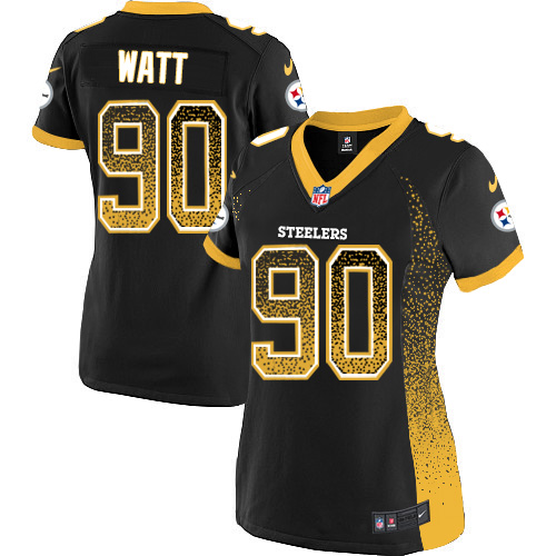 Nike Steelers #90 T. J. Watt Black Team Color Women's Stitched NFL Elite Drift Fashion Jersey
