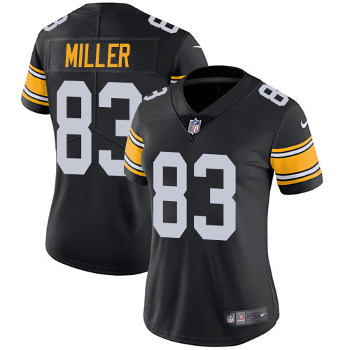 Nike Steelers #83 Heath Miller Black Alternate Women's Stitched NFL Vapor Untouchable Limited Jersey