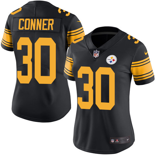 Nike Steelers #30 James Conner Black Women's Stitched NFL Limited Rush Jersey