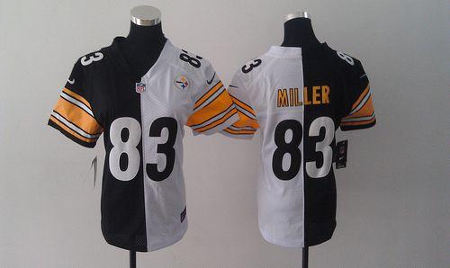 Nike Steelers #83 Heath Miller Black/White Women's Stitched NFL Elite Split Jersey